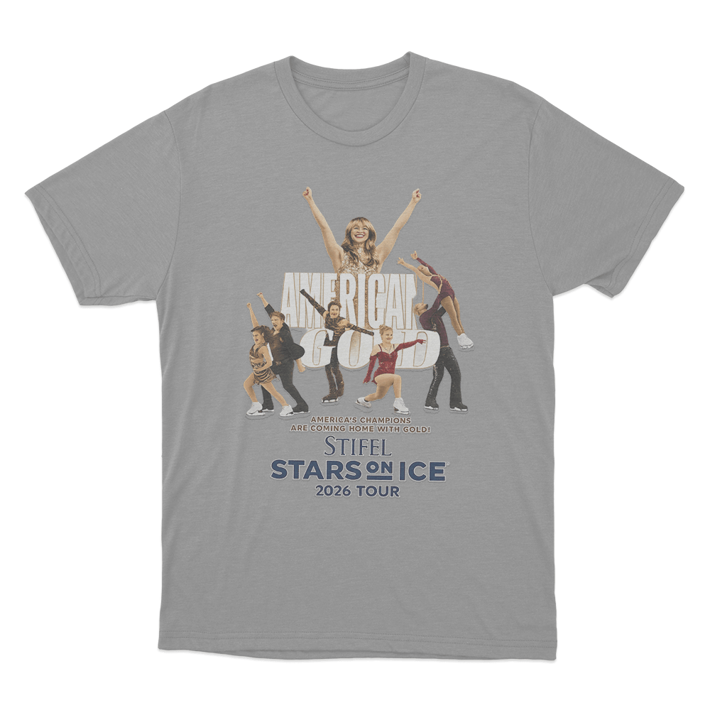 Stars On Ice American Gold 2026 Unisex T Shirt Grey Stars On Ice American Gold 2026 Unisex T Shirt Grey